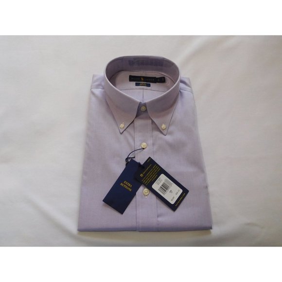 Men Ralph Lauren Slim-Fit Non-Iron Oxford Shirt 17.5  - Light Purple - NEW - Picture 1 of 1